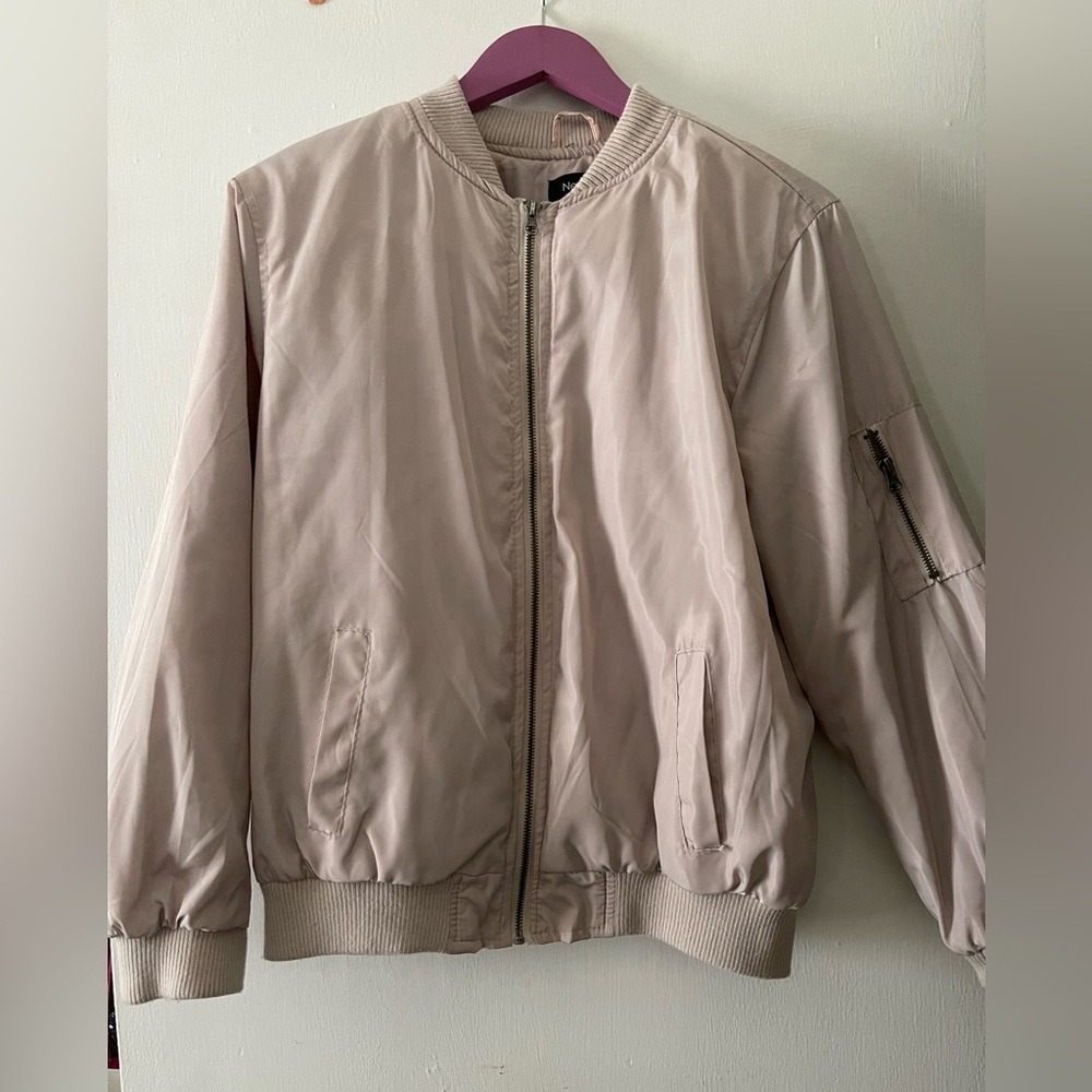 Blush pink bomber jacket